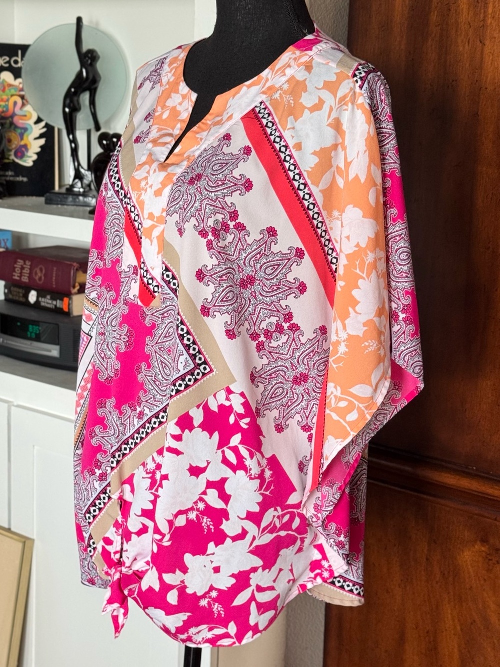 Cato’s Pink & Peach Knox Tie Tunic Top